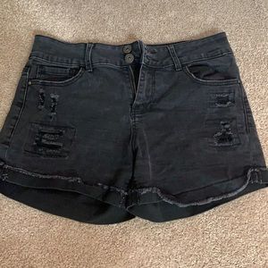 Mid rise black jean shorts
